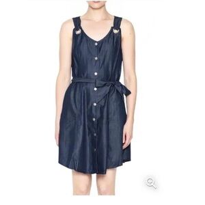 Nordstroms Tea n Cup Sleeveless Denim Button Front Jean Dress w Tie Waist Belt